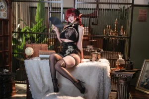 rioko凉凉子《碧蓝航线 兴登堡旗袍·深阁舞戏》主题写真：25张全套美图