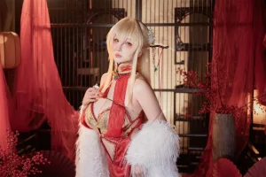 rioko凉凉子《碧蓝航线 怨仇 旗袍 杯盏盈芳华》主题写真：25张全套美图
