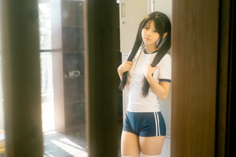 rua阮阮《春の更衣室 体操服》主题写真：47张全套美图