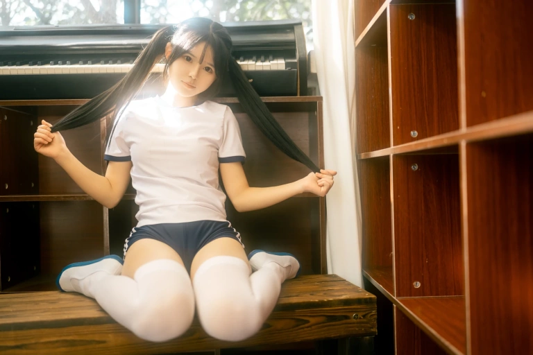 rua阮阮《春の更衣室 体操服》主题写真：47张全套美图