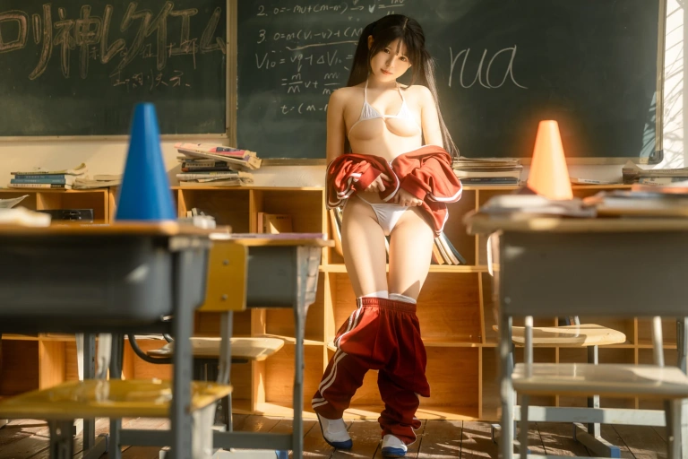rua阮阮《课间的阳光 红色校服》主题写真：42张全套美图