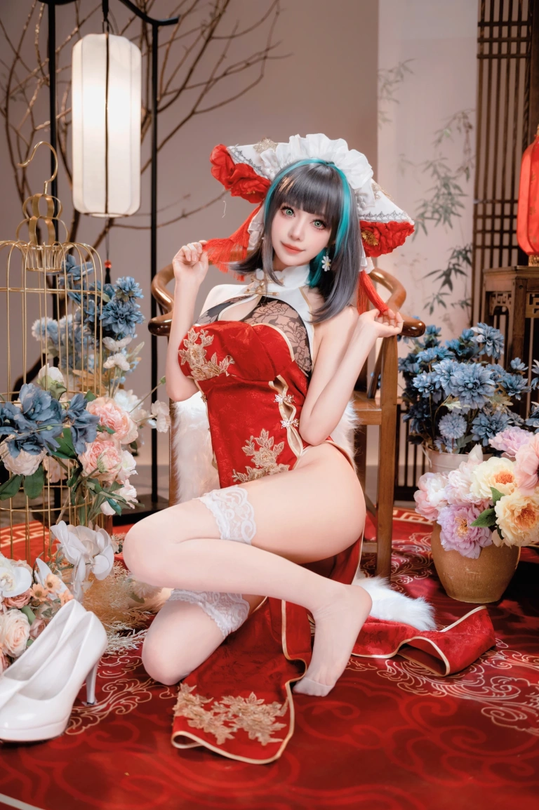 Shika小鹿鹿《新年柴郡》主题写真：16张全套美图