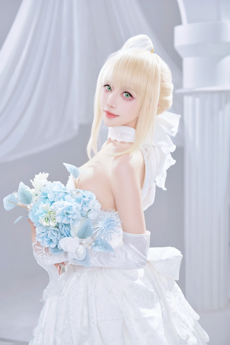 Shika小鹿鹿《Saber花嫁》主题写真：22张全套美图
