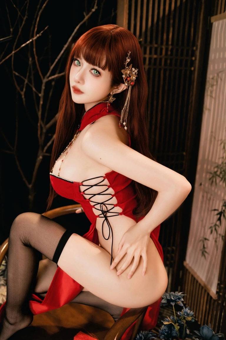 Shika小鹿鹿《新年红旗袍》主题写真：30张全套美图