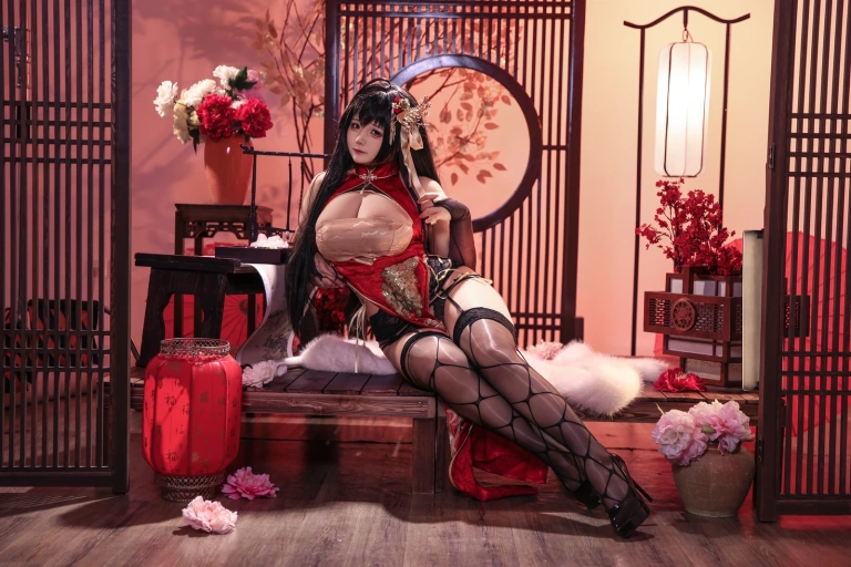 soso嗖嗖《双人柴郡大凤》主题写真：38张全套美图