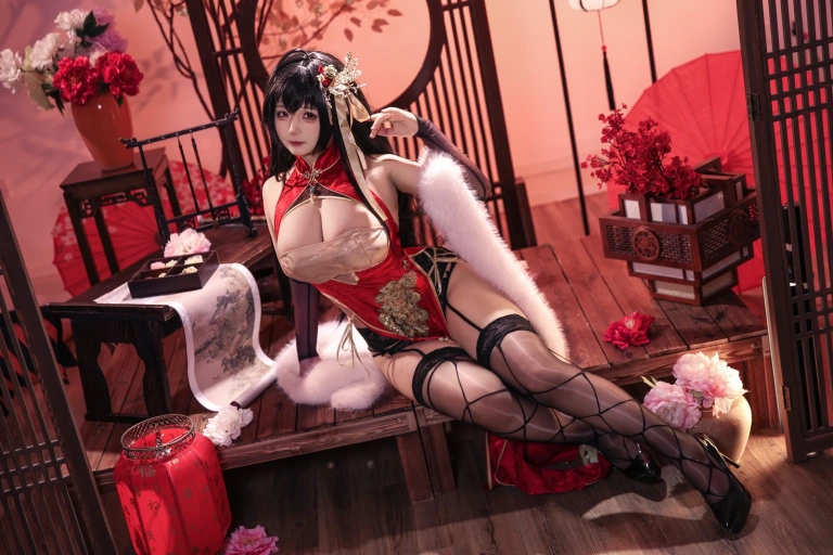 soso嗖嗖《双人柴郡大凤》主题写真：38张全套美图