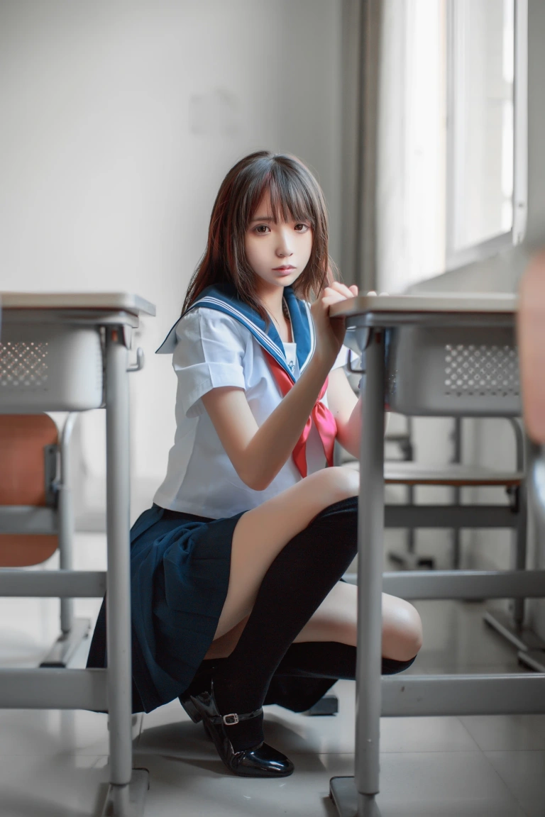 疯猫ss《VOL.02 制服写真集 同桌的水手服》主题写真：41张全套美图
