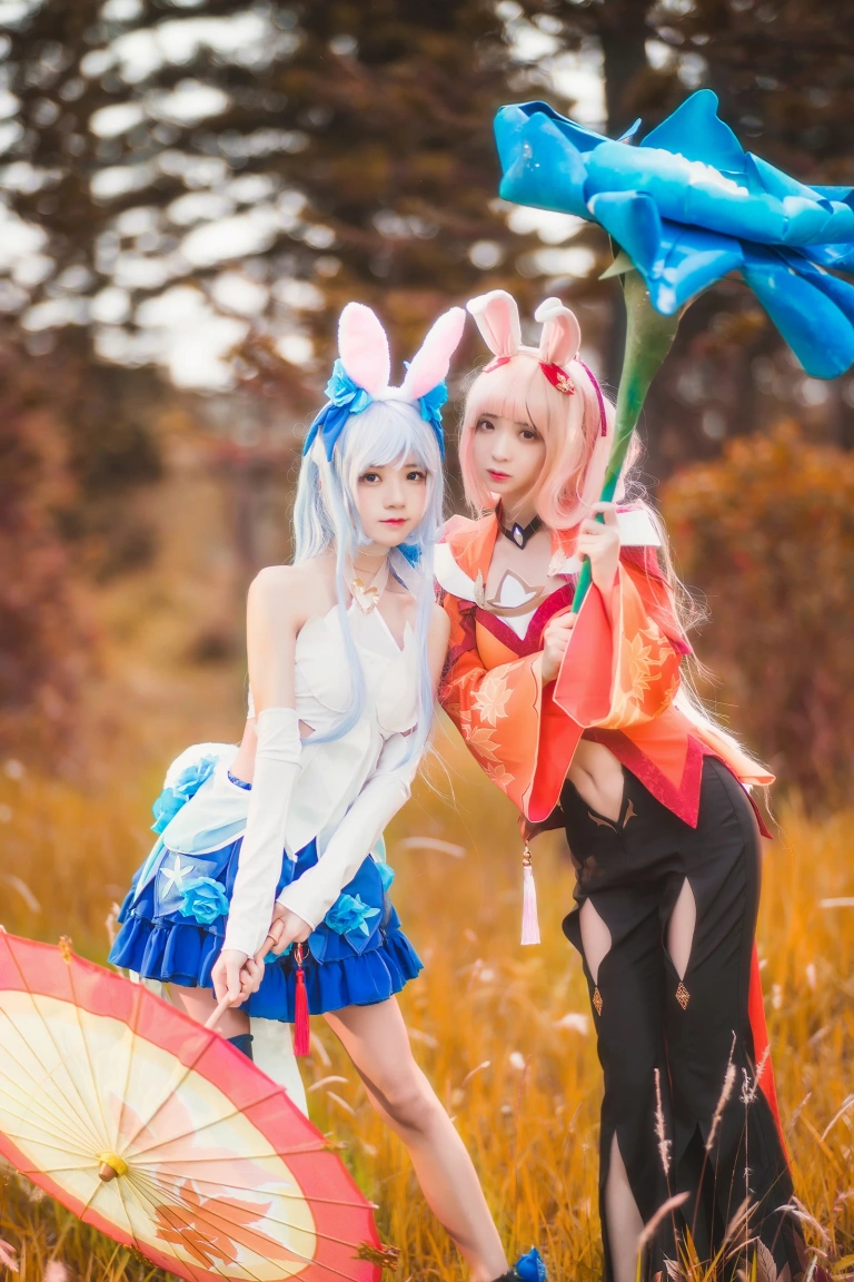 疯猫ss《双人公孙离（桜桃喵&疯猫ss）》主题写真：16张全套美图