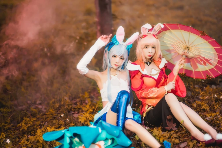 疯猫ss《双人公孙离（桜桃喵&疯猫ss）》主题写真：16张全套美图