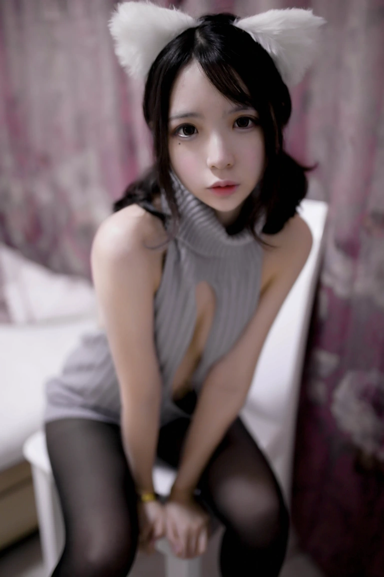 疯猫ss《露背毛衣》主题写真：16张全套美图