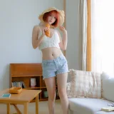 疯猫ss《草帽女孩 茶茶可爱风》主题写真：30张全套美图