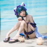 Tomoyo酱《碧蓝 柴郡泳装》主题写真：18张全套美图
