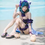 Tomoyo酱《碧蓝 柴郡泳装》主题写真：18张全套美图