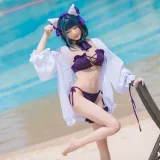 Tomoyo酱《碧蓝 柴郡泳装》主题写真：18张全套美图