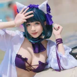 Tomoyo酱《碧蓝 柴郡泳装》主题写真：18张全套美图