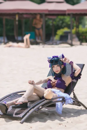 Tomoyo酱《碧蓝 柴郡泳装》主题写真：18张全套美图