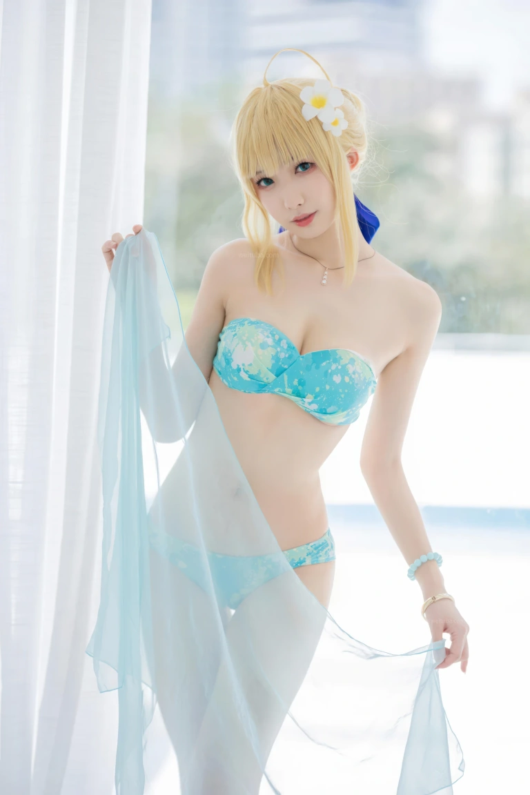 封疆疆v《FGO Saber泳装》主题写真：49张全套美图