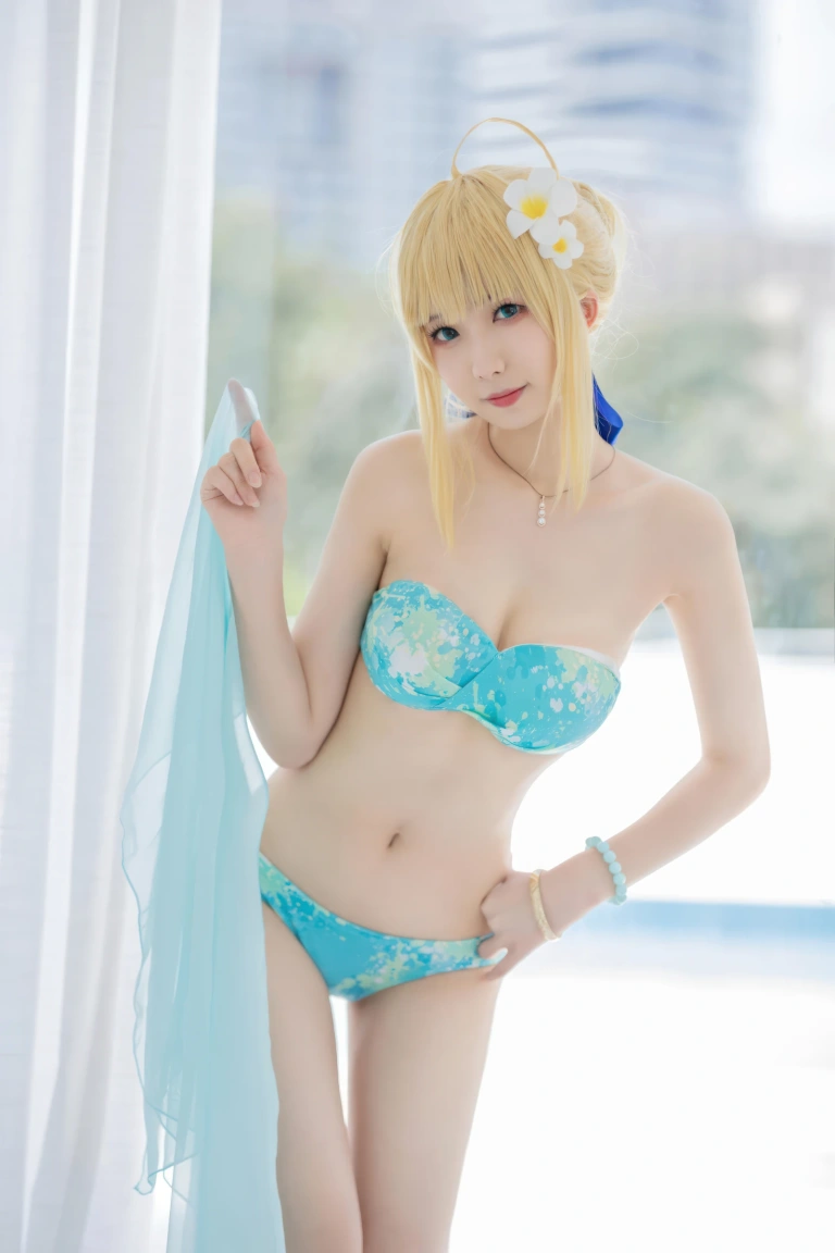 封疆疆v《FGO Saber泳装》主题写真：49张全套美图