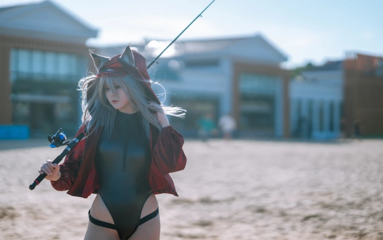 w百合欧皇子w《明日方舟 轻风 LB01 红》主题写真：12张全套美图