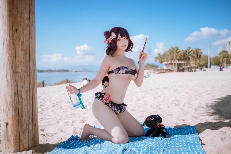 w百合欧皇子w《沙滩》主题写真：21张全套美图