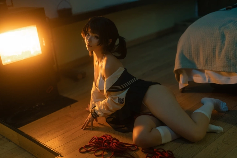 蠢沫沫《红绳》主题写真：18张全套美图
