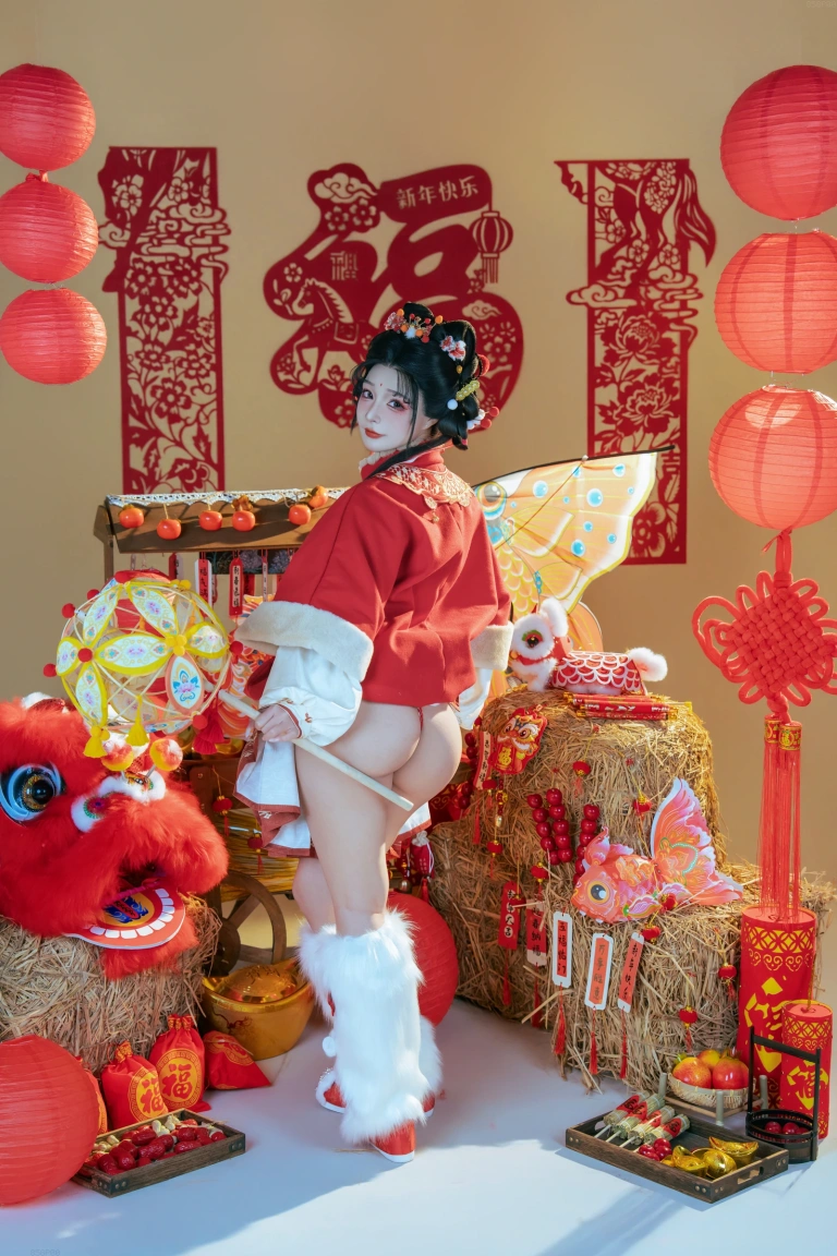 yuuhui玉汇kokuhui《ol03新春特辑醒狮少女》主题写真：131张全套美图，含2个视频