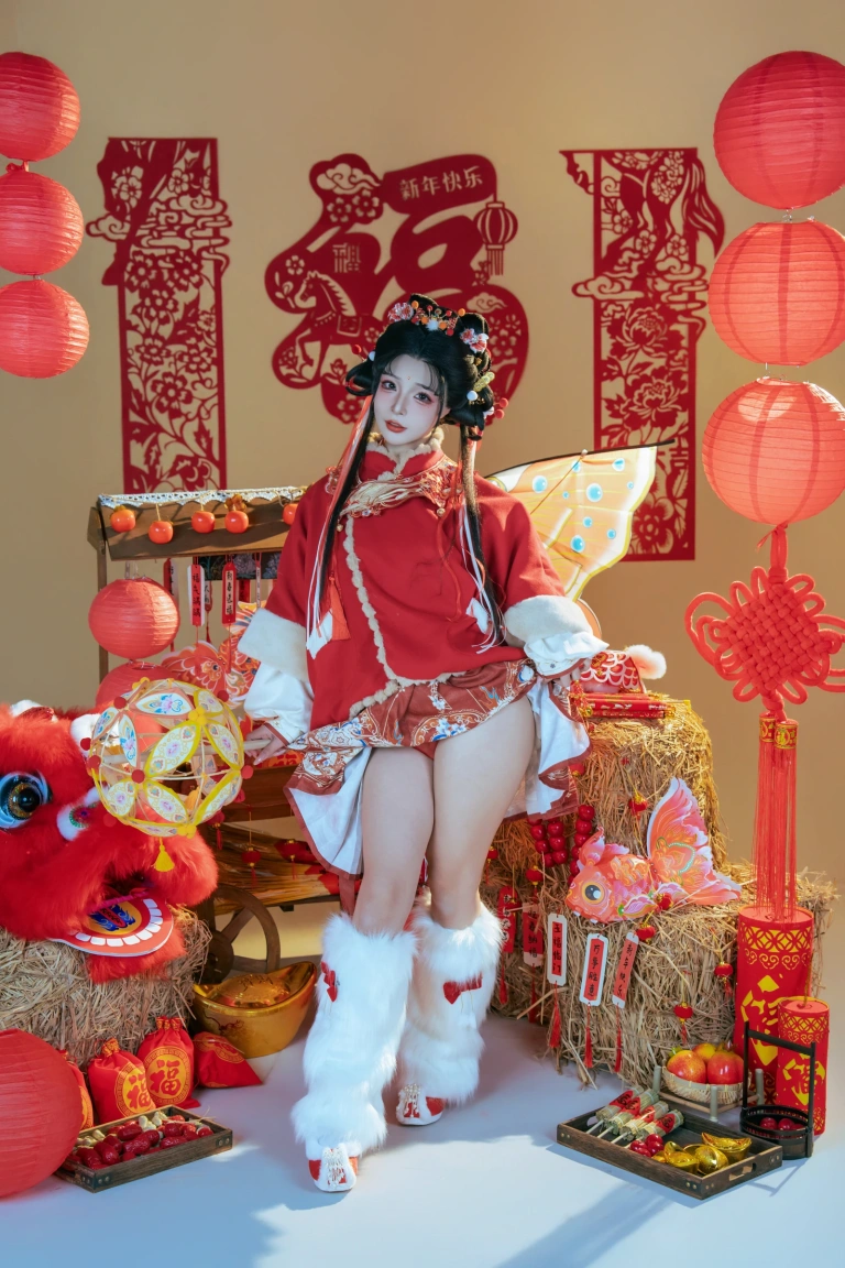 yuuhui玉汇kokuhui《ol03新春特辑醒狮少女》主题写真：131张全套美图，含2个视频