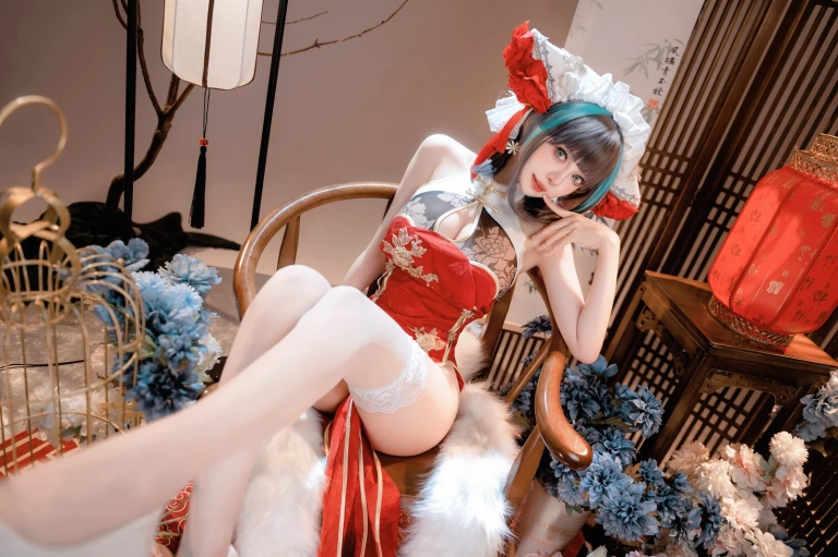 shika小鹿鹿《新年柴郡》主题写真：16张全套美图