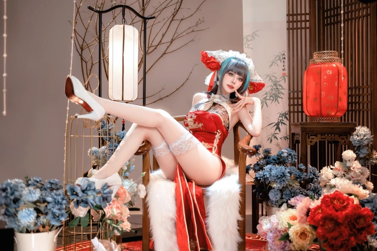 shika小鹿鹿《新年柴郡》主题写真：16张全套美图