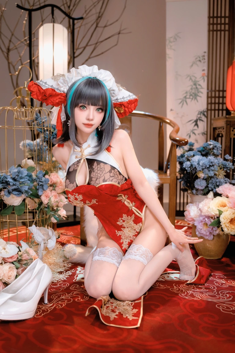 shika小鹿鹿《新年柴郡》主题写真：16张全套美图