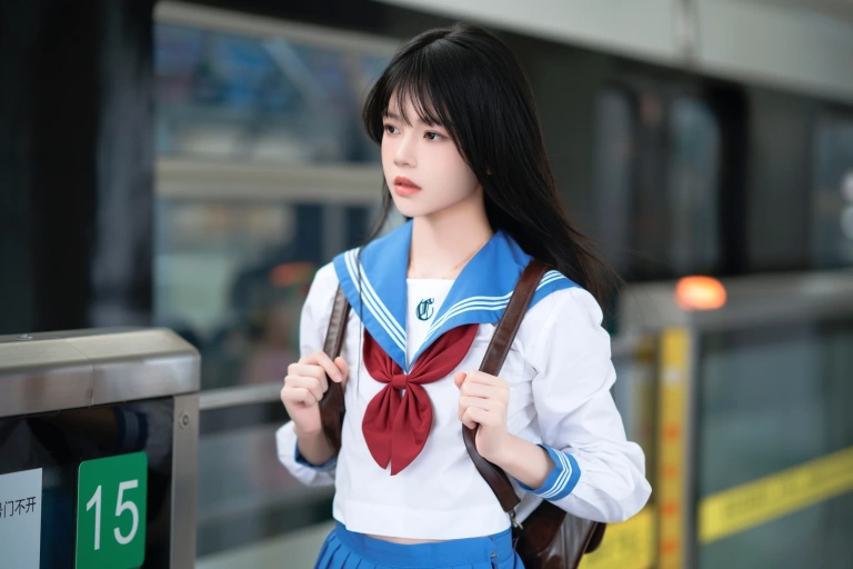 桜桃喵《地铁jk》主题写真：33张全套美图