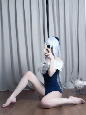 幼愛Youmeko《蔚蓝档案 月雪宫子》主题写真：35张全套美图