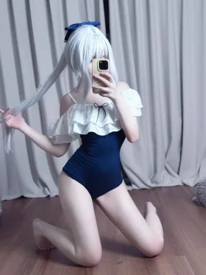 幼愛Youmeko《蔚蓝档案 月雪宫子》主题写真：35张全套美图